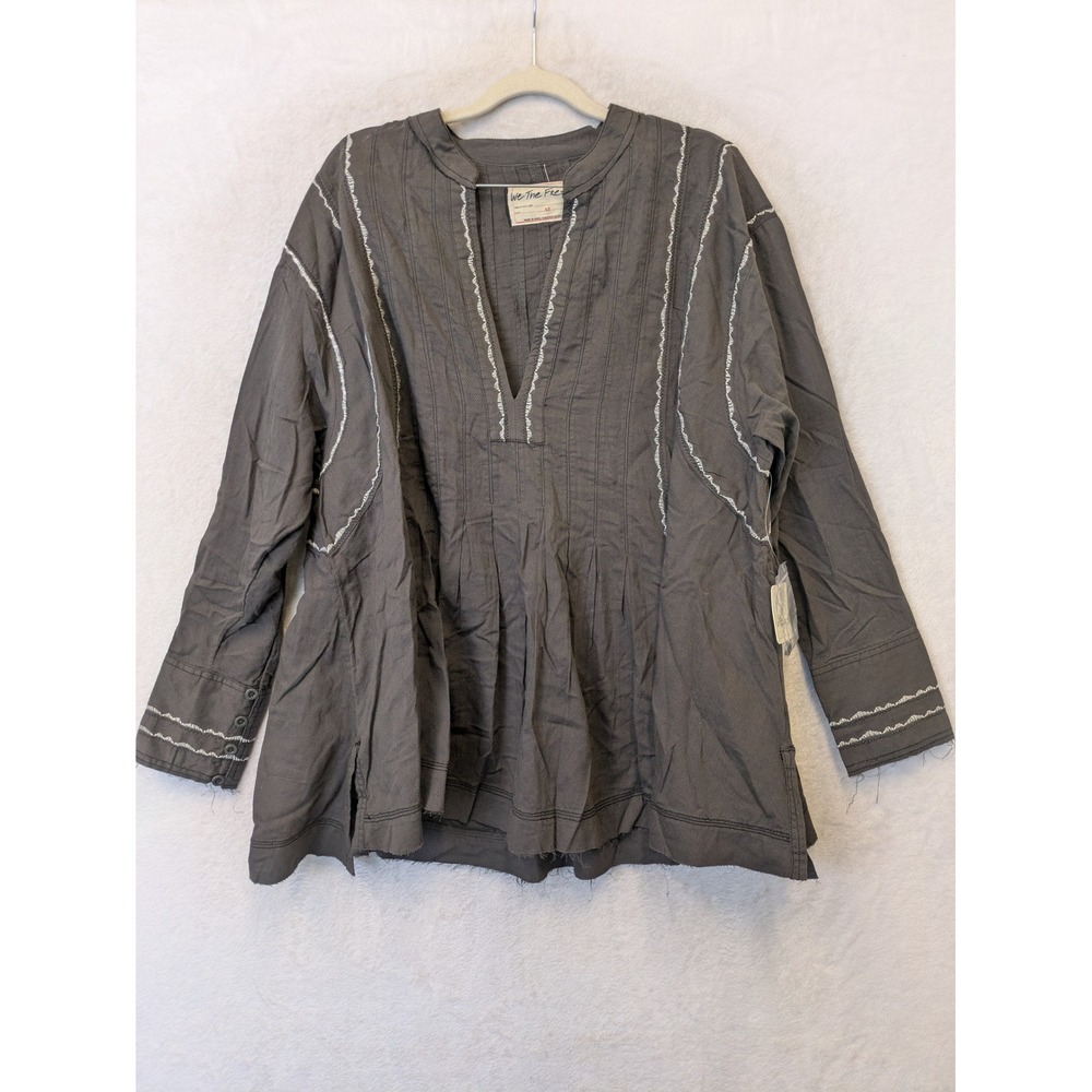 NEW We The Free Tunic Women's XS Washed Black Oversized Contrast Stitch